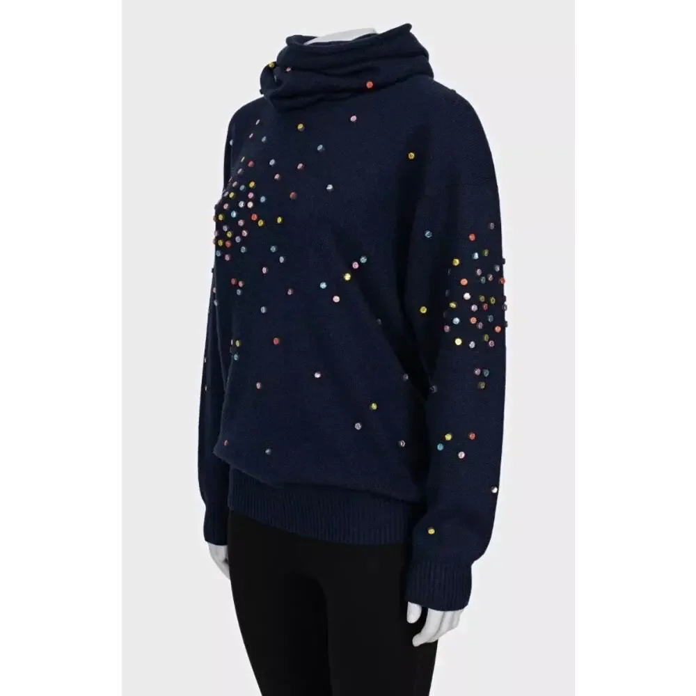 Chanel 2014 Luxurious Blue Cashmere Sweater Sz.36